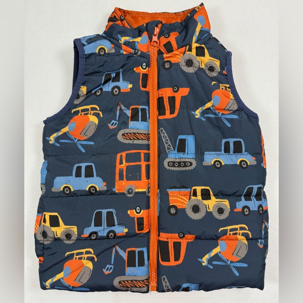 KIDS HEADQUARTERS Toddler Boy’s Car Truck Vehicle Printed Zip Up Vest Size 18M